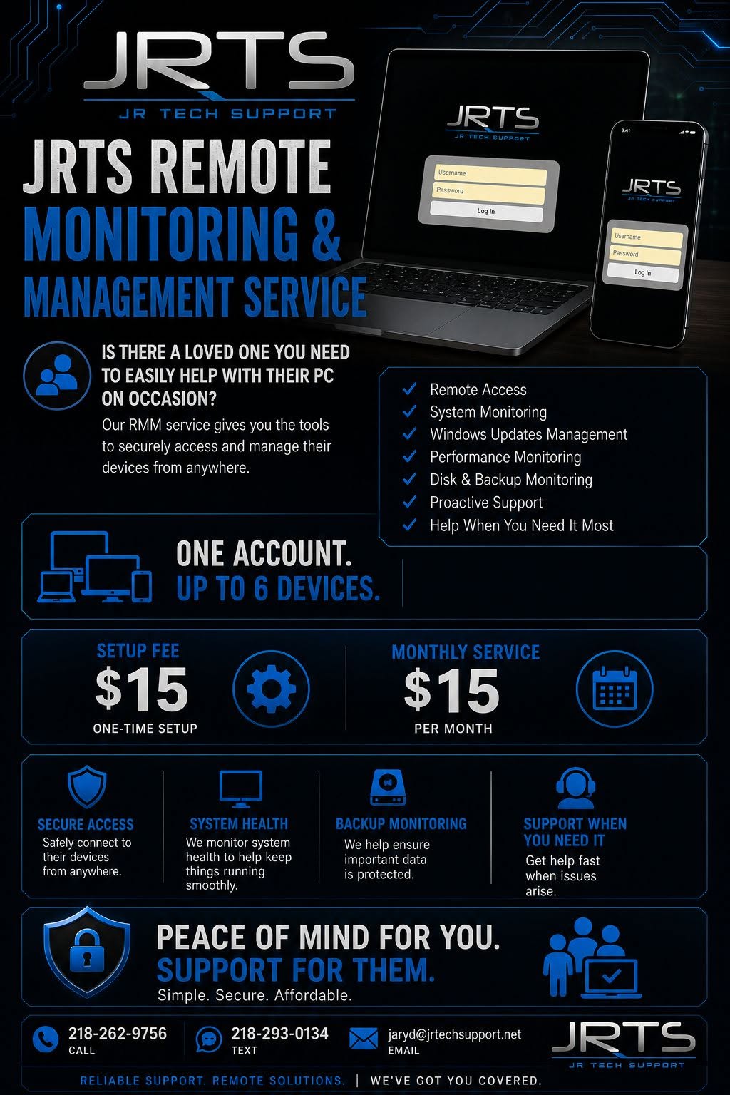 JR Tech Support Remote Monitoring and Management Services Ad